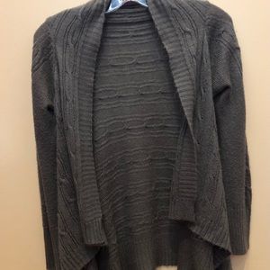 Gray cable knit open cardigan
